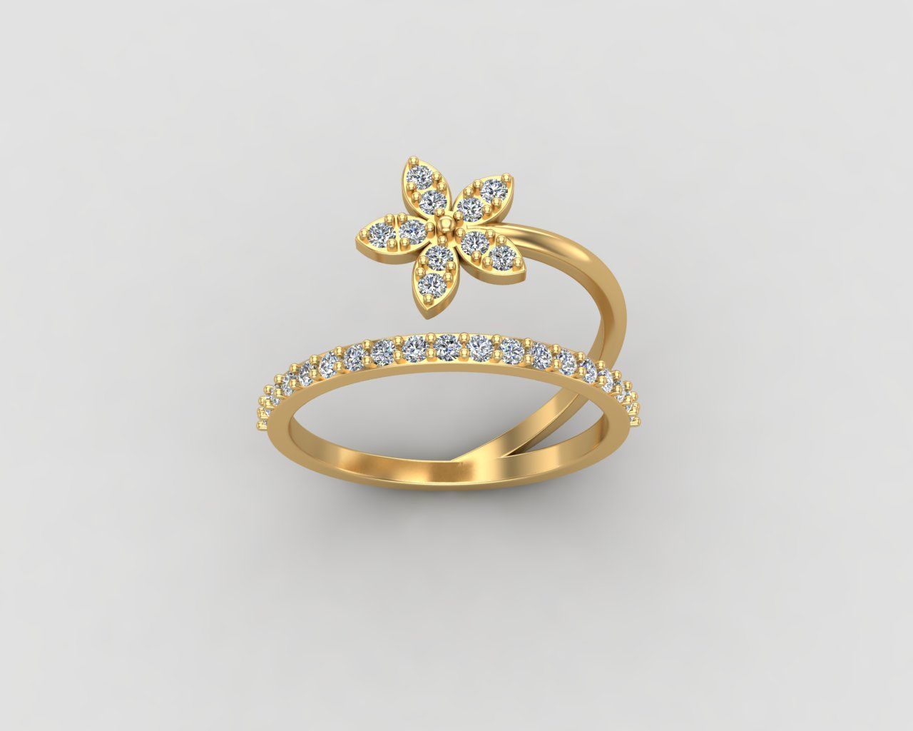 Minimal Flower ring 129-MW 3D print model_25