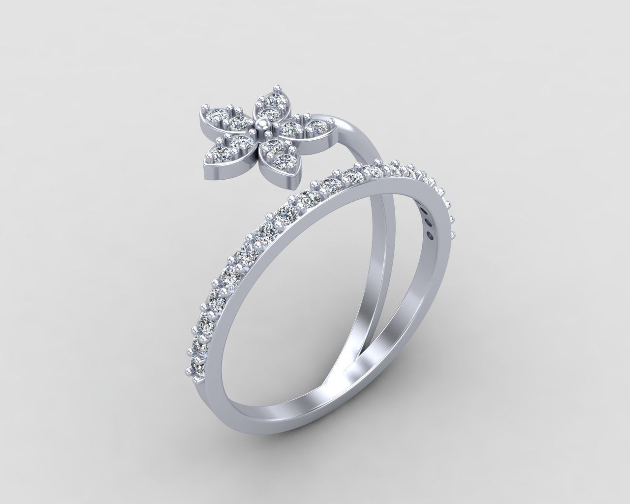 Minimal Flower ring 129-MW 3D print model_15