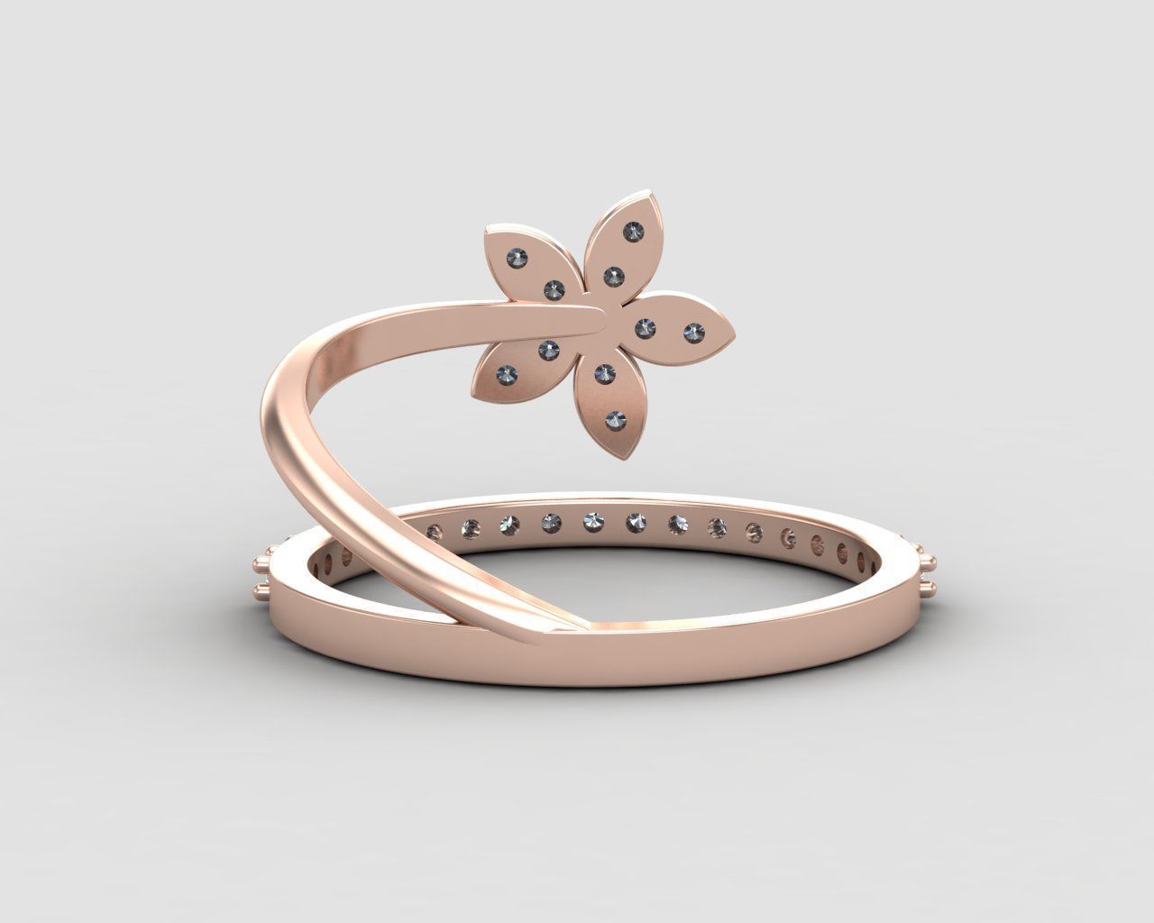 Minimal Flower ring 129-MW 3D print model_8