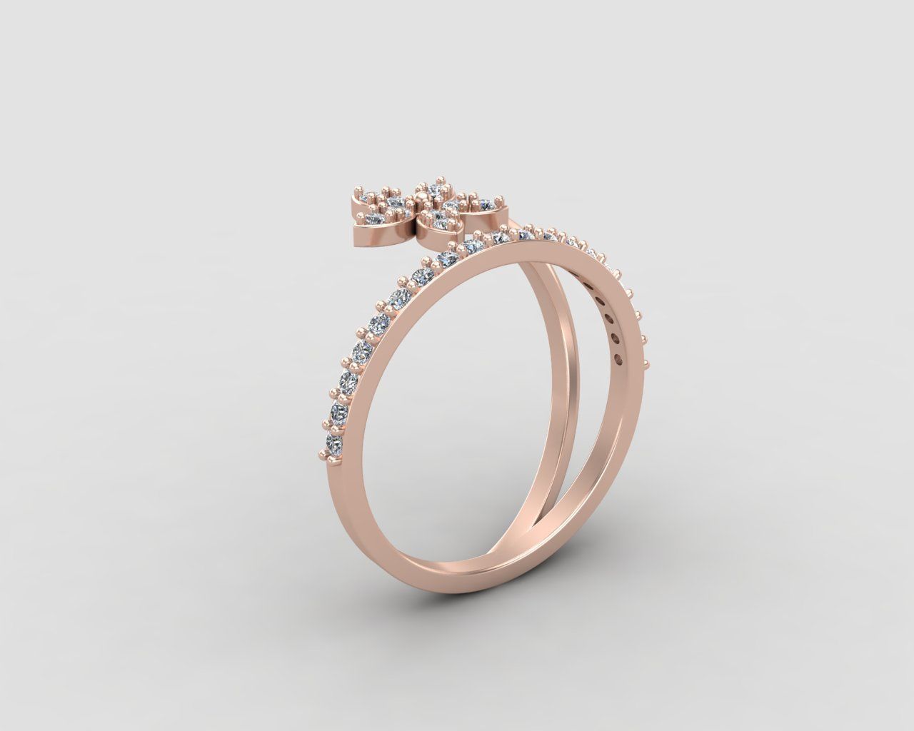 Minimal Flower ring 129-MW 3D print model_3