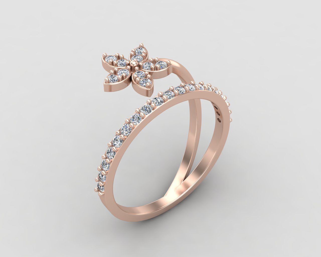 Minimal Flower ring 129-MW 3D print model_4