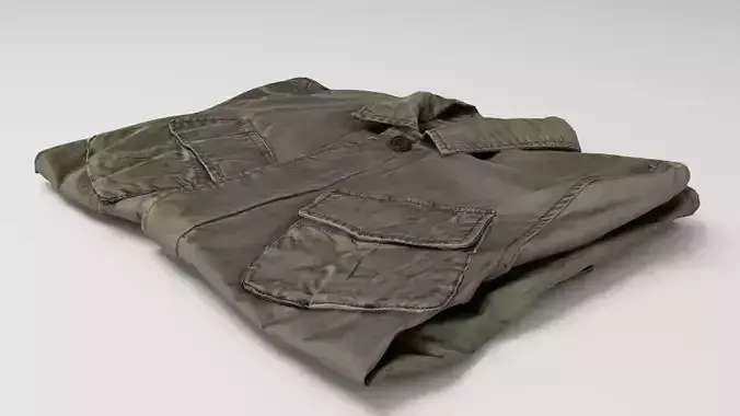 Green olive generic folded military uniform shirt clothing 