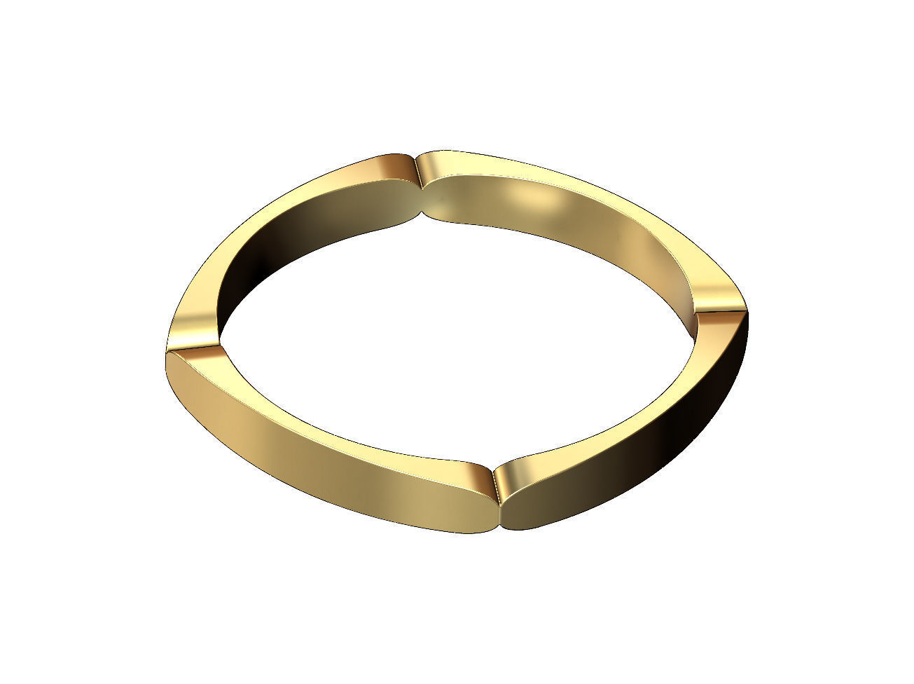 Square rounded sides and carved corners bangle bracelet 3D print model_4