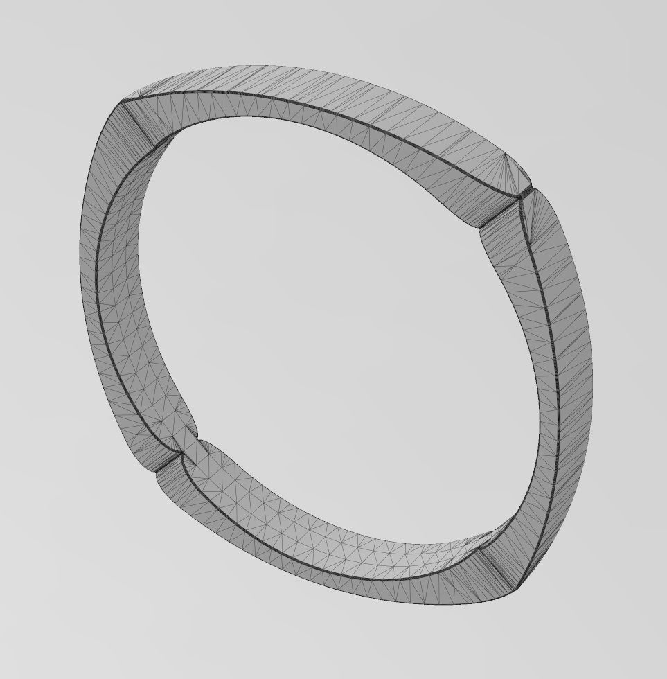Square rounded sides and carved corners bangle bracelet 3D print model_12