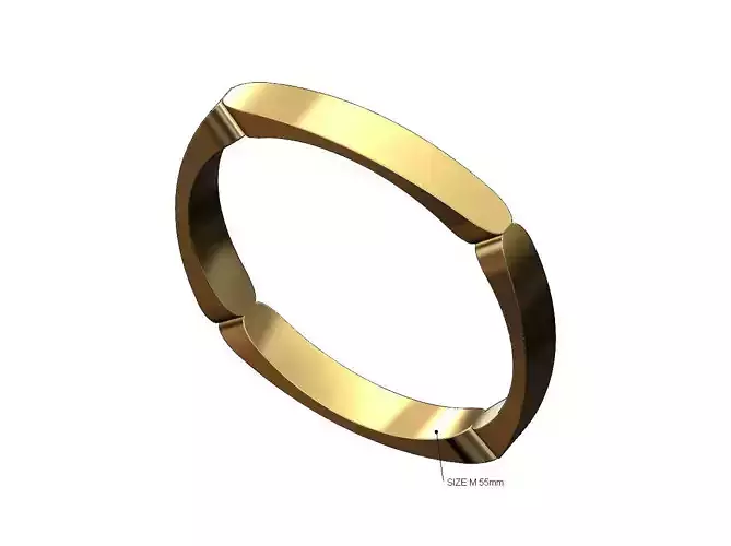 Square rounded sides and carved corners bangle bracelet 3D print model