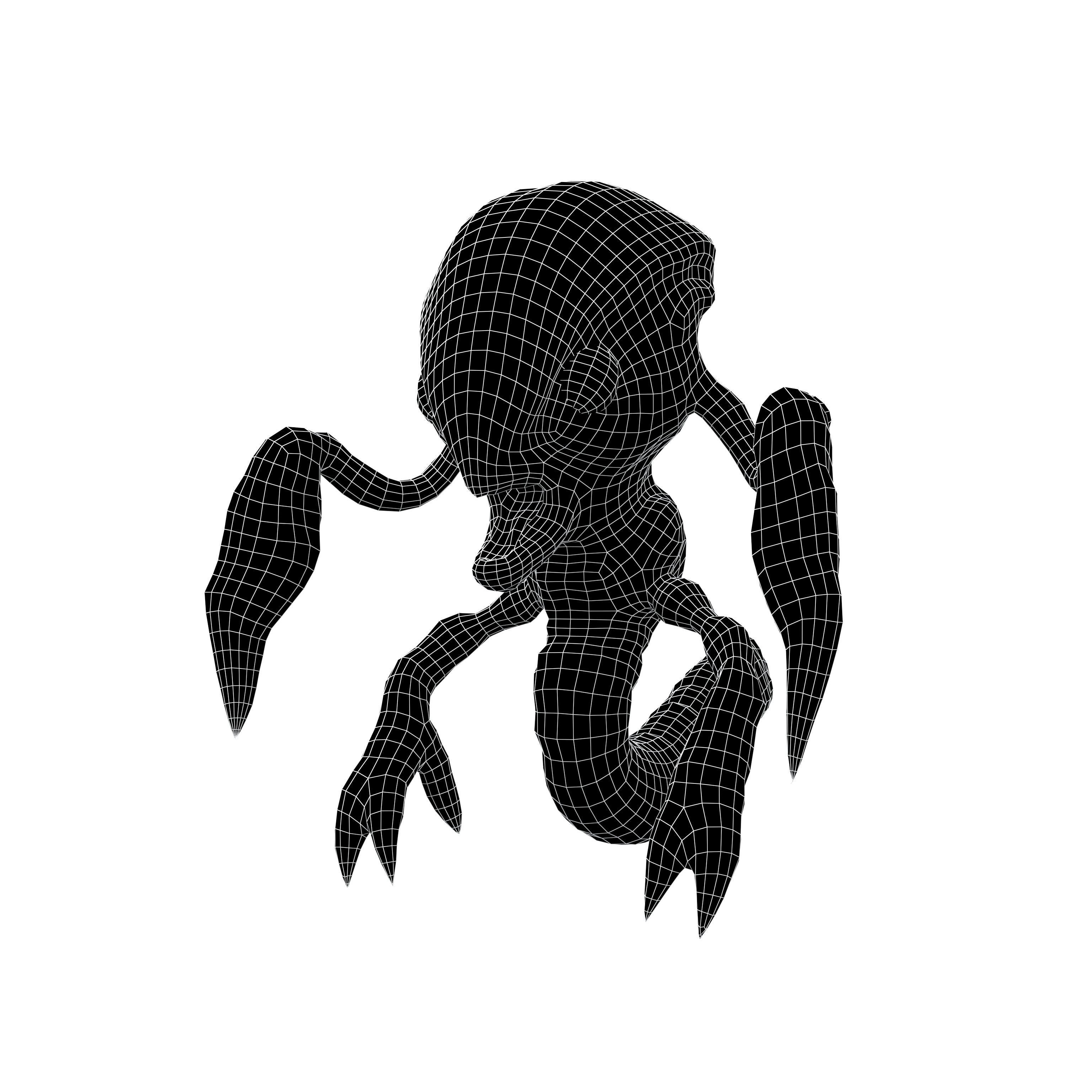 Aliens Monster v4 001 Low-poly 3D model_6