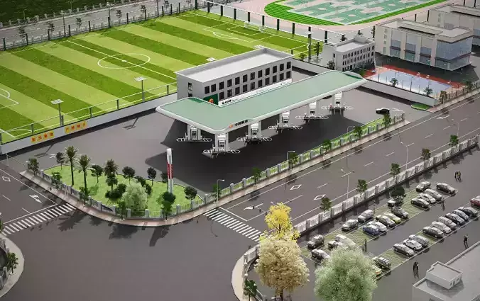 Gas station 3D model