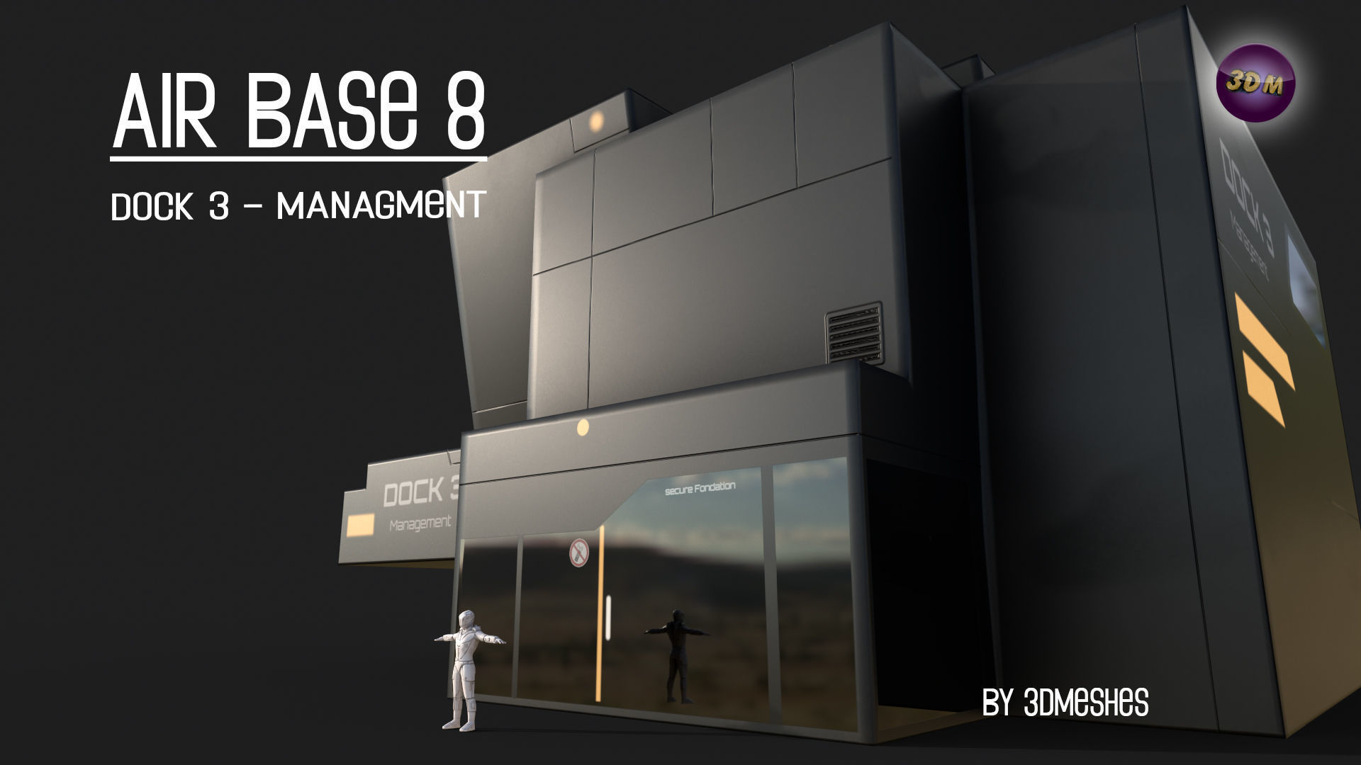 AIR BASE 8 - Dock 3 - Managment Low-poly 3D model_8