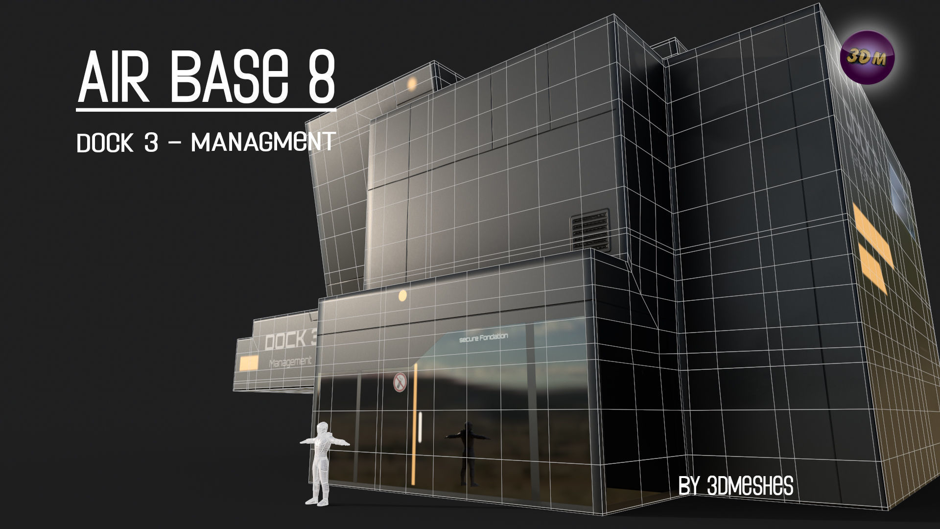 AIR BASE 8 - Dock 3 - Managment Low-poly 3D model_9