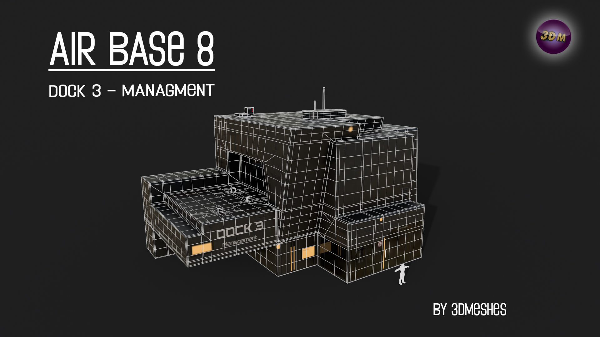 AIR BASE 8 - Dock 3 - Managment Low-poly 3D model_7