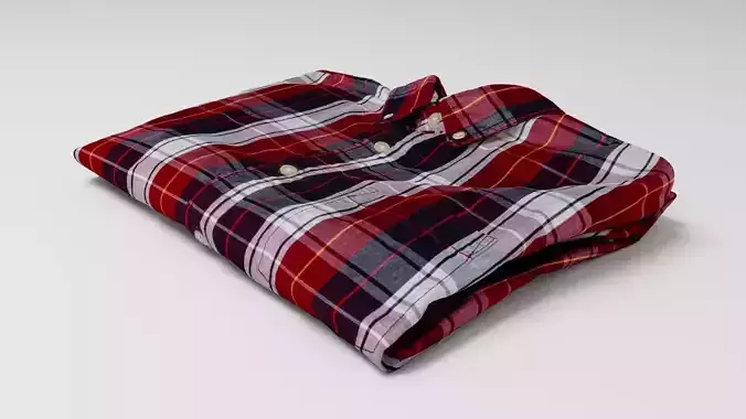 Generic folded checkered shirt with business style clothing  3D model