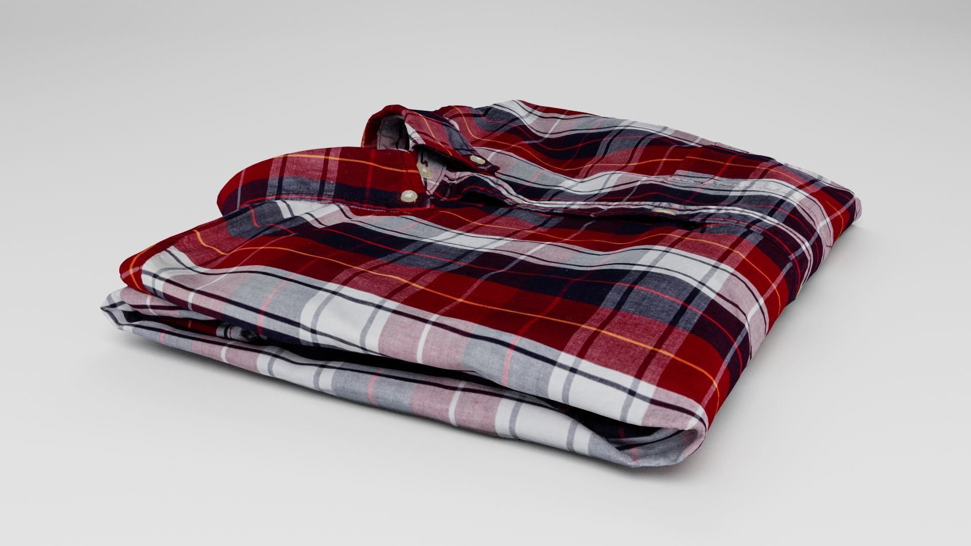 Generic folded checkered shirt with business style clothing  3D model_3