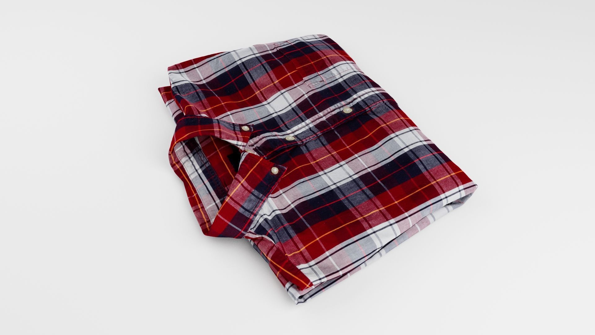 Generic folded checkered shirt with business style clothing  3D model_2