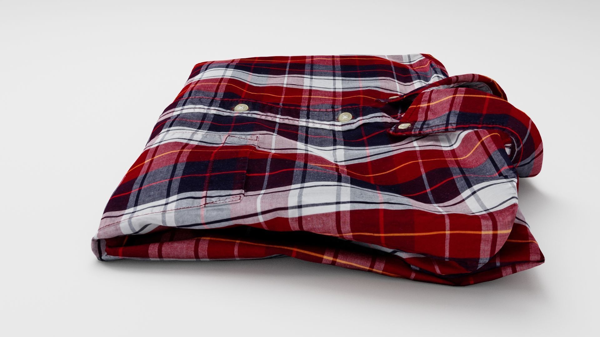 Generic folded checkered shirt with business style clothing  3D model_1