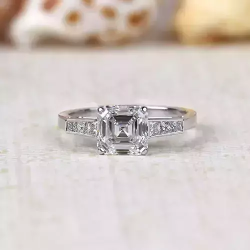 Elegant Asscher Cut Engagement Ring 3D Model