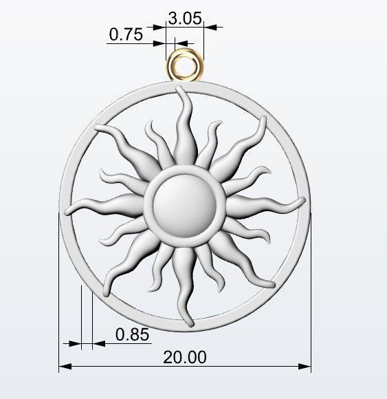 Pendant sun 3D print model_2
