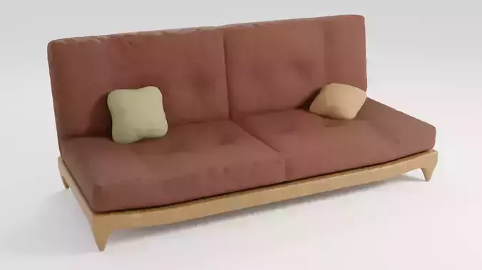 Compact stylish sofa in brown tones with soft upholstery