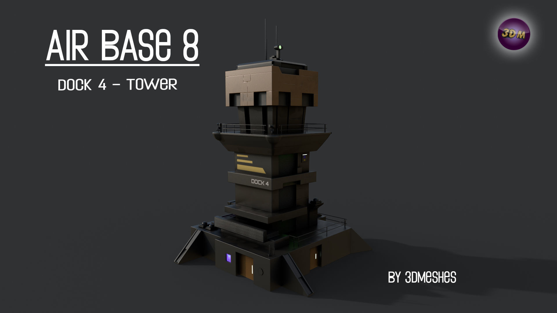AIR BASE 8 - Dock 4 -Tower Low-poly 3D model_29
