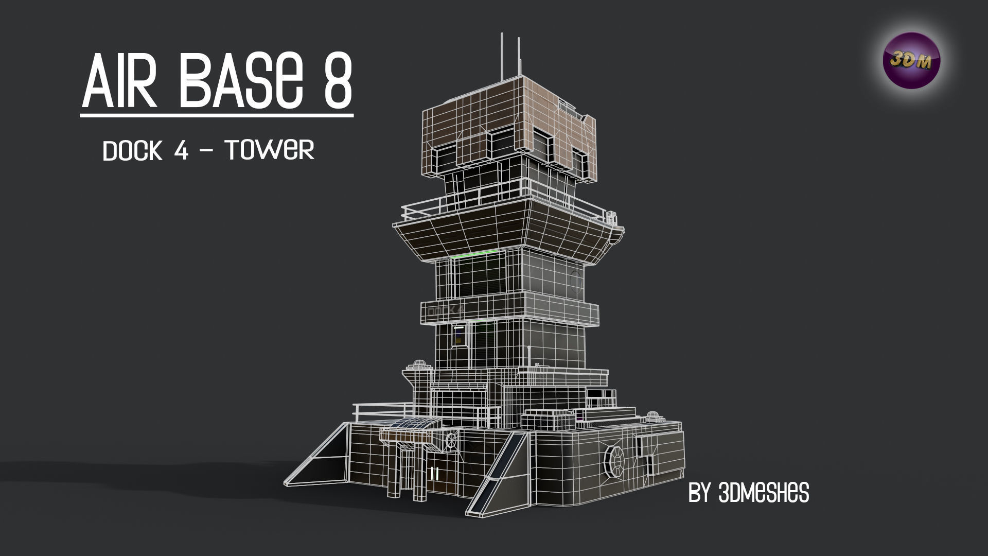 AIR BASE 8 - Dock 4 -Tower Low-poly 3D model_26