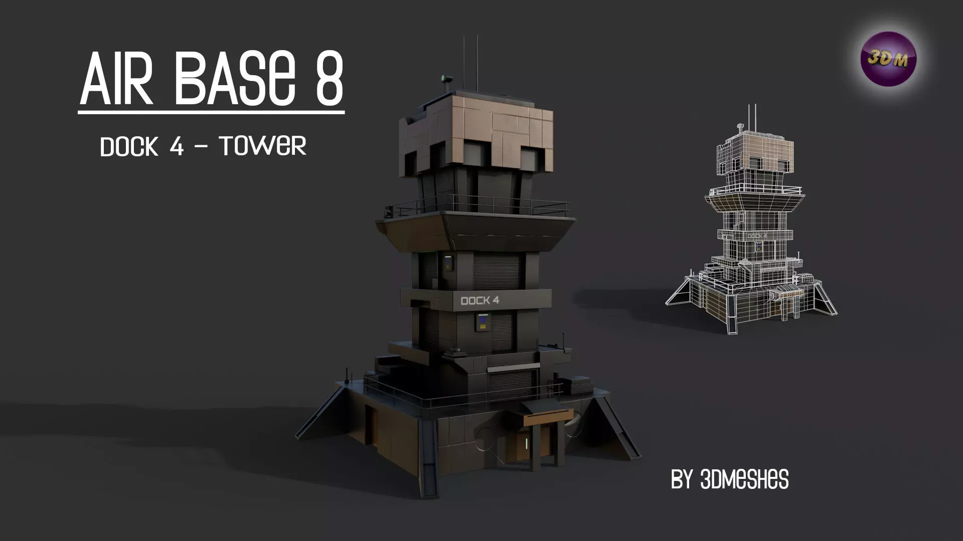AIR BASE 8 - Dock 4 -Tower Low-poly 3D model_0