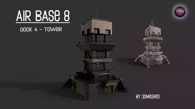 AIR BASE 8 - Dock 4 -Tower Low-poly 3D model