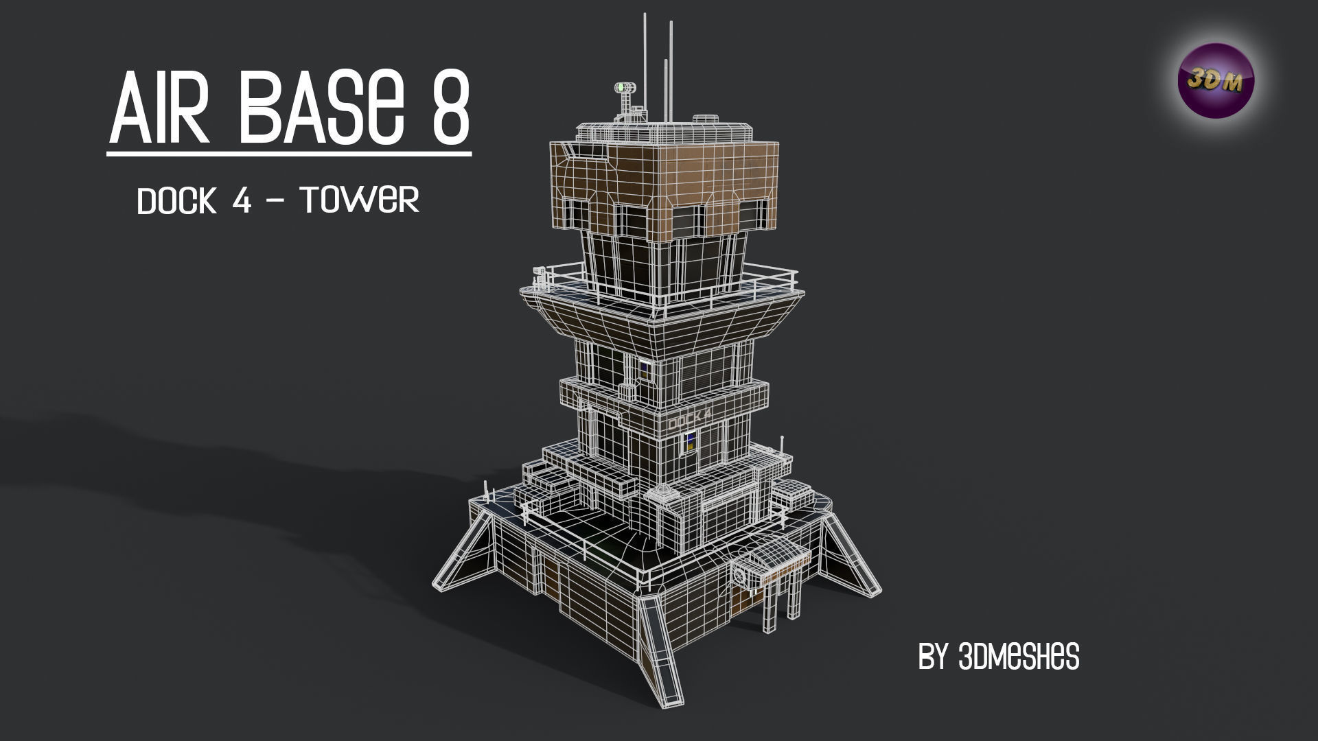AIR BASE 8 - Dock 4 -Tower Low-poly 3D model_15