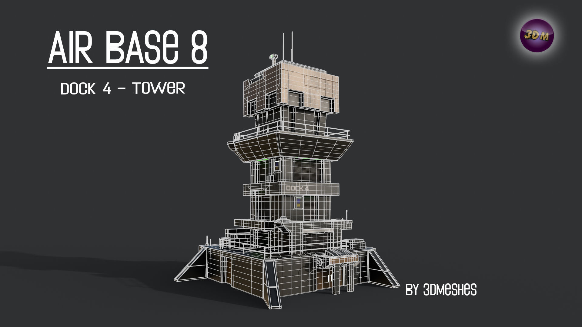 AIR BASE 8 - Dock 4 -Tower Low-poly 3D model_22