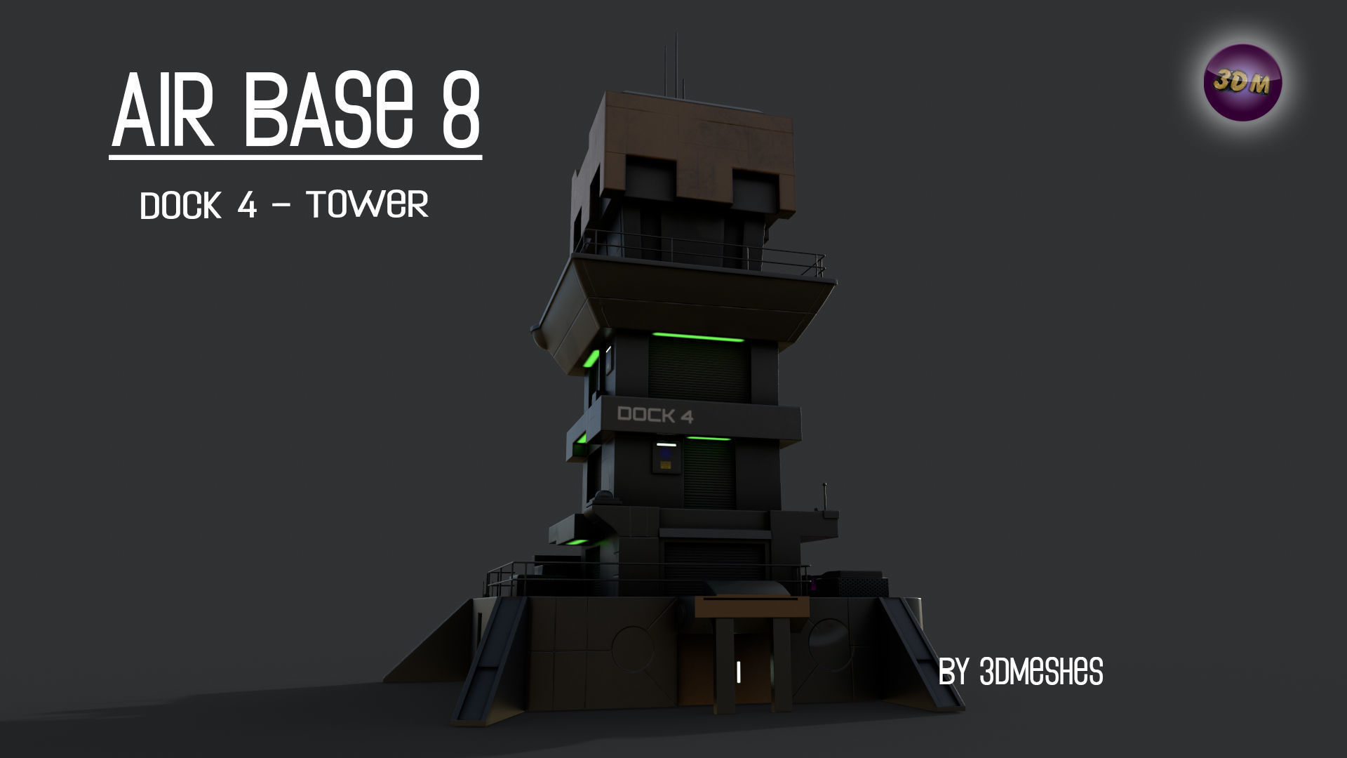 AIR BASE 8 - Dock 4 -Tower Low-poly 3D model_10