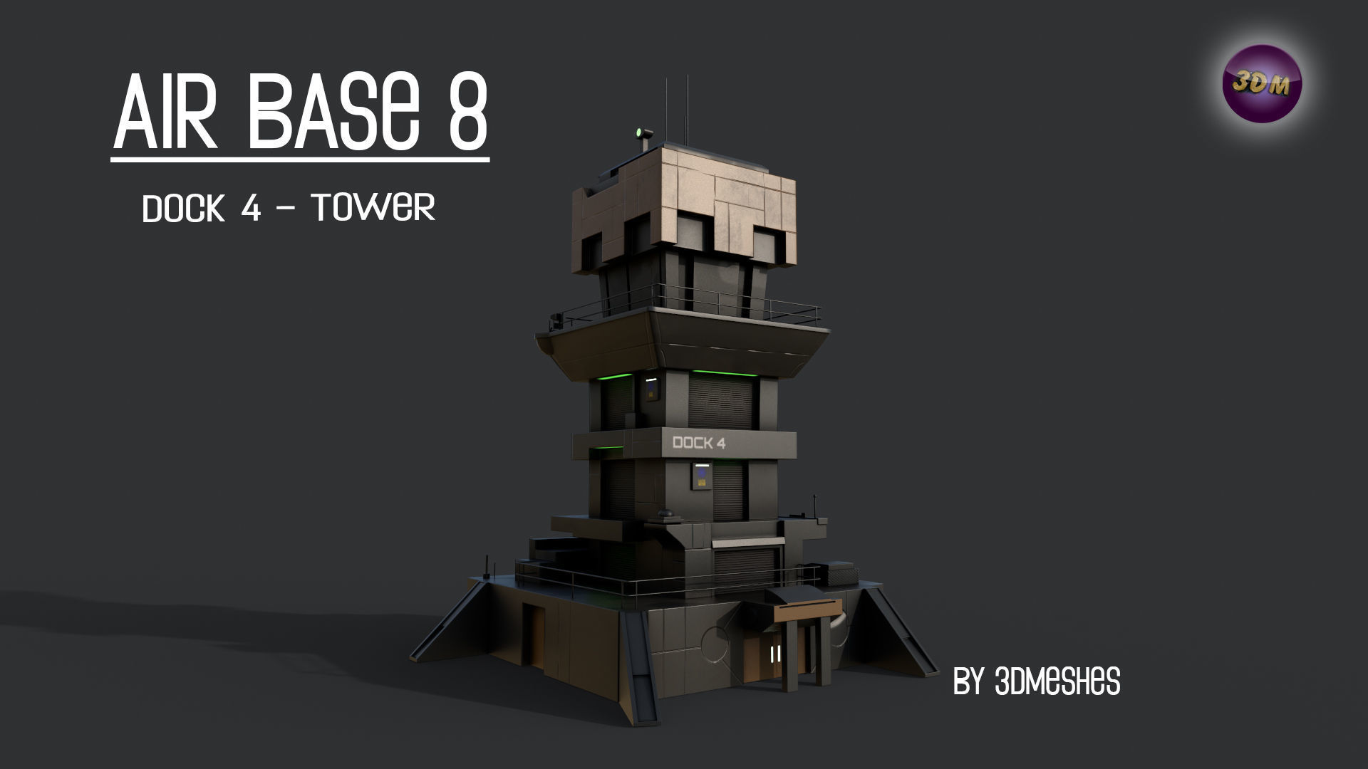 AIR BASE 8 - Dock 4 -Tower Low-poly 3D model_21
