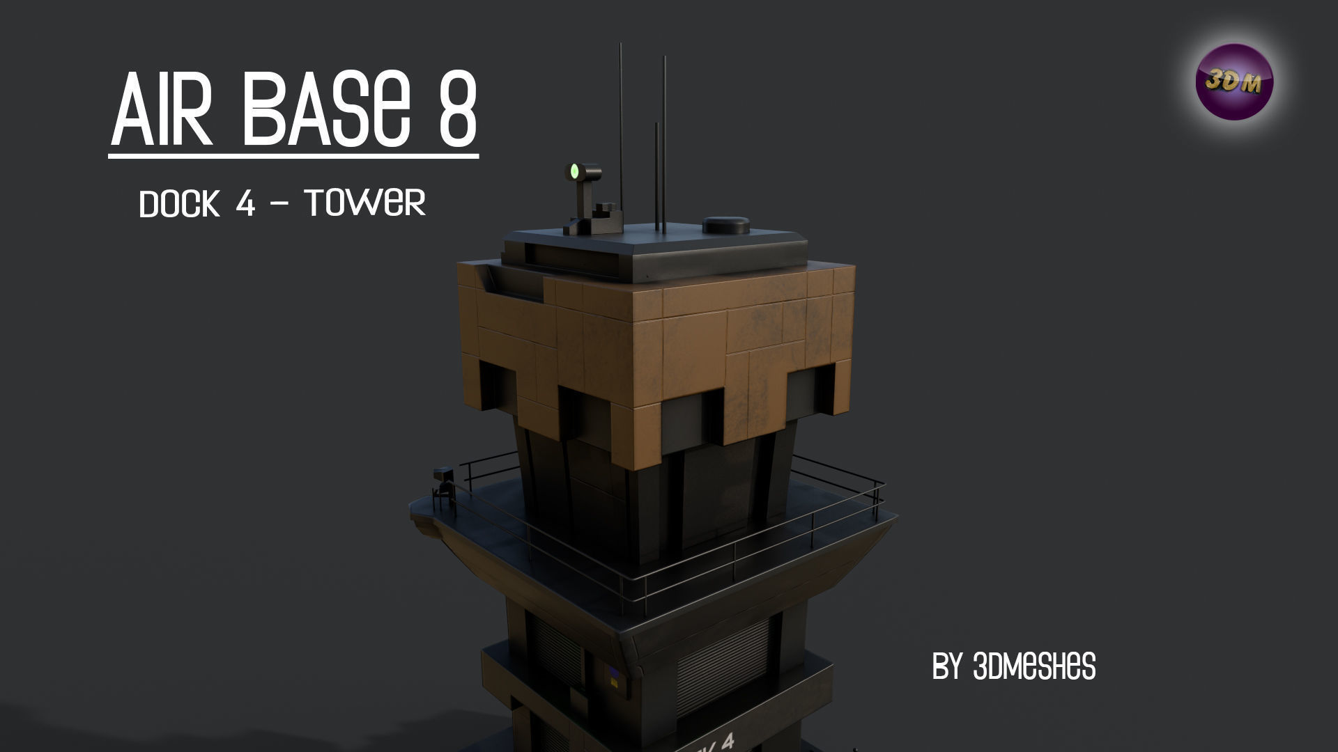 AIR BASE 8 - Dock 4 -Tower Low-poly 3D model_23