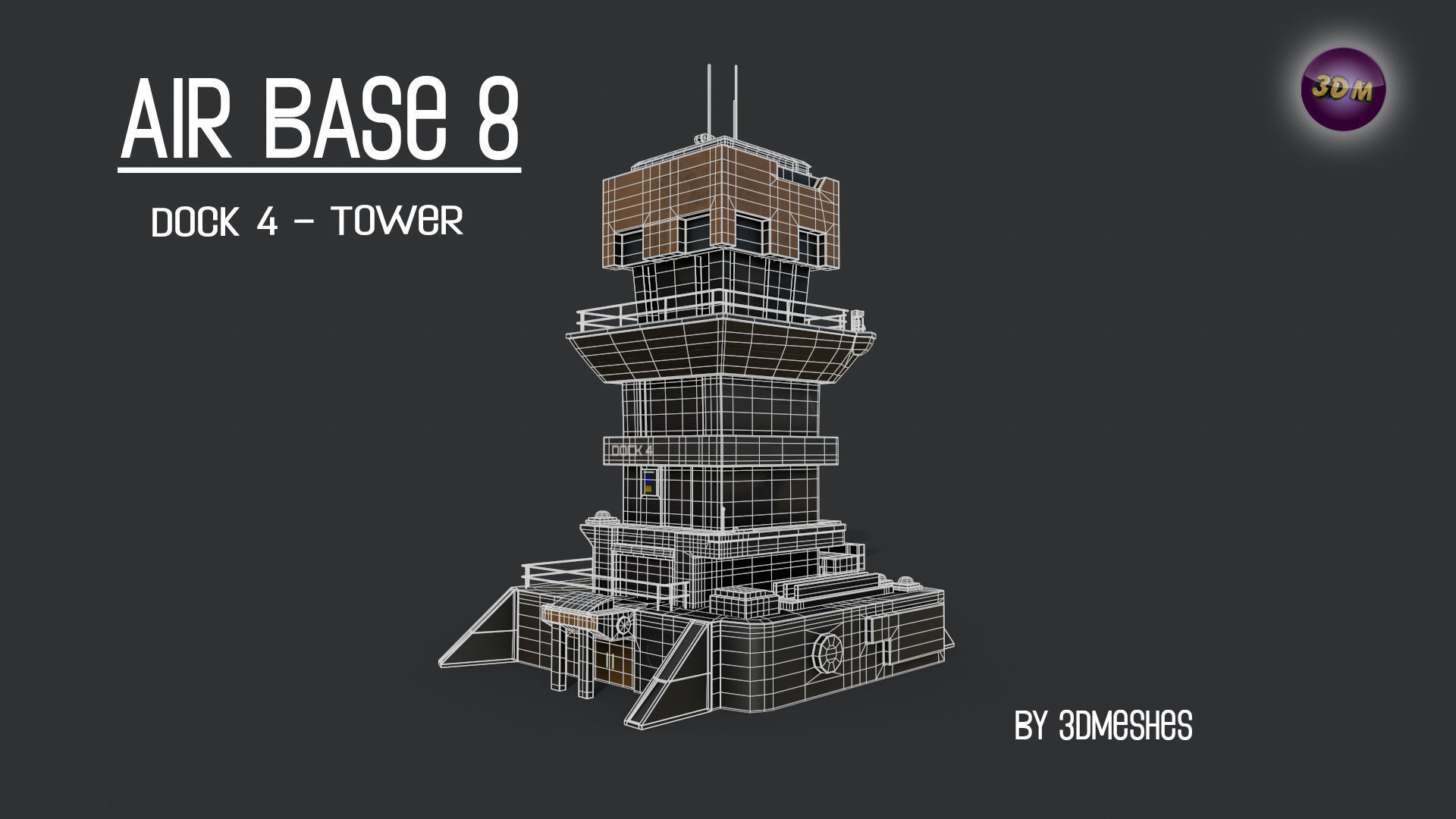 AIR BASE 8 - Dock 4 -Tower Low-poly 3D model_18