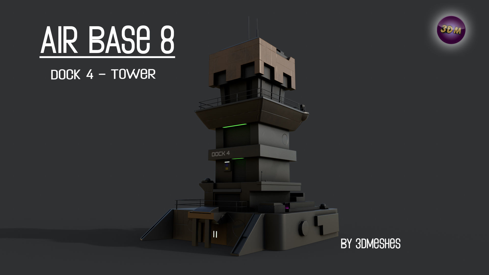 AIR BASE 8 - Dock 4 -Tower Low-poly 3D model_25