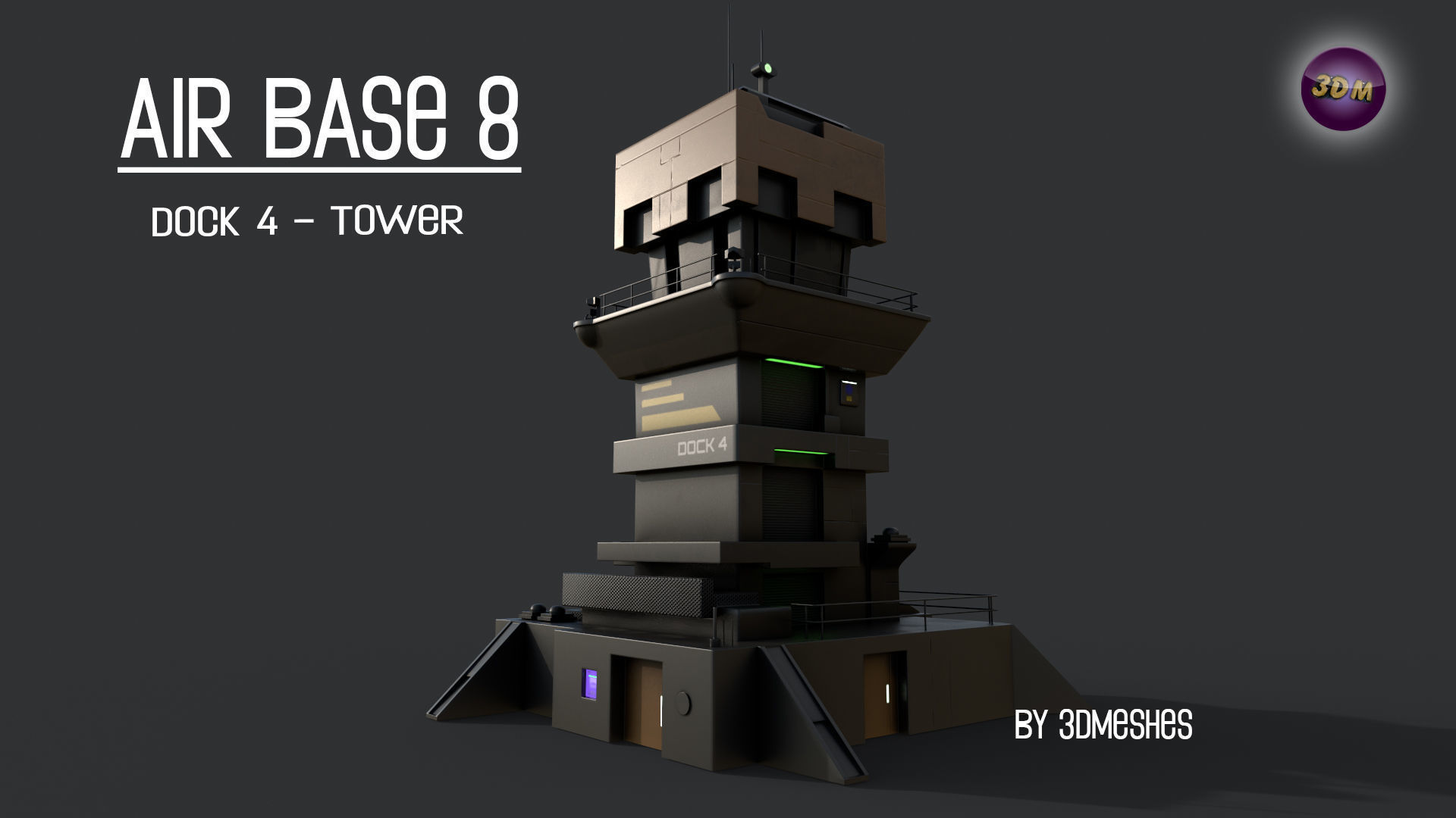 AIR BASE 8 - Dock 4 -Tower Low-poly 3D model_12