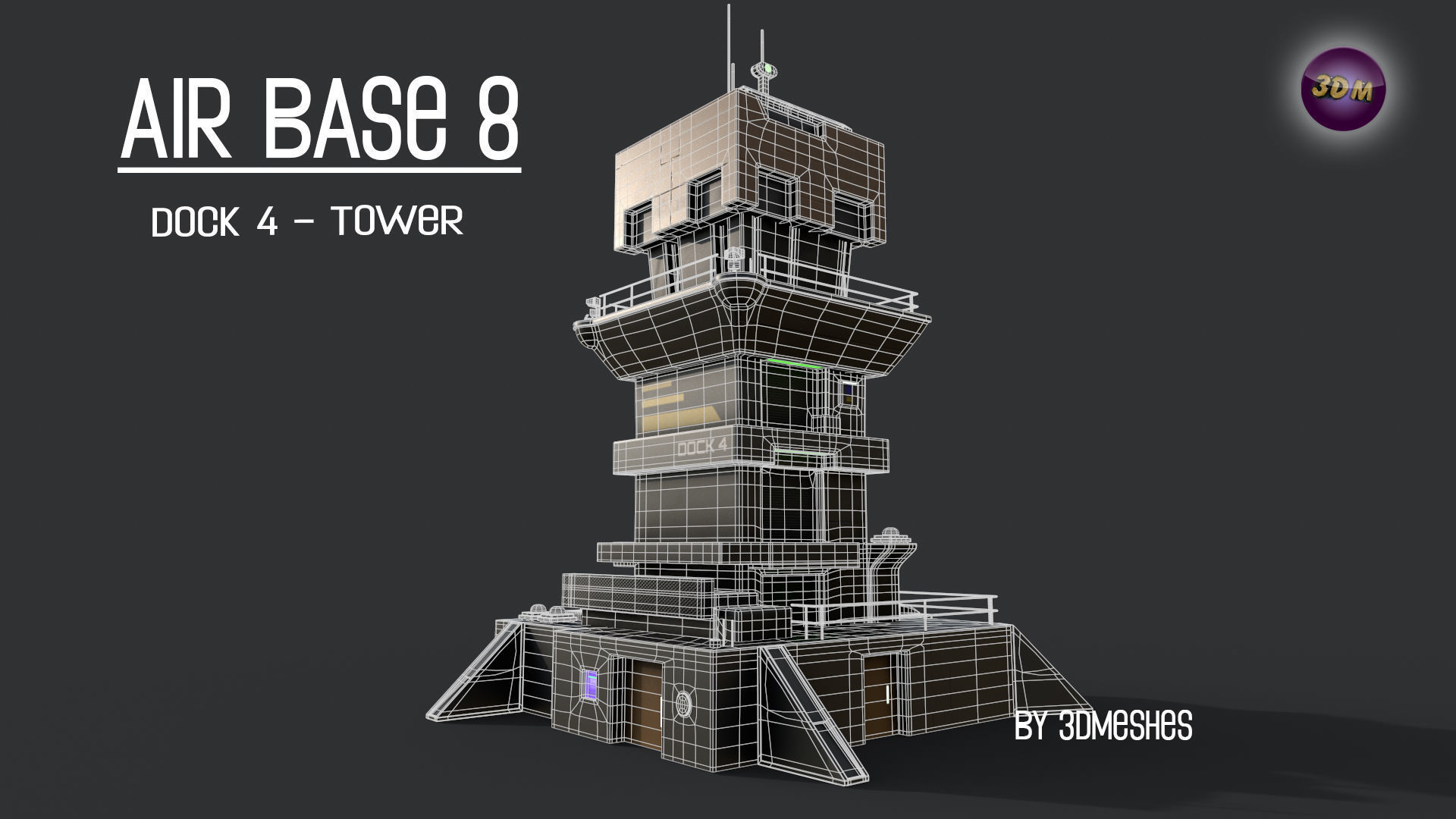 AIR BASE 8 - Dock 4 -Tower Low-poly 3D model_13