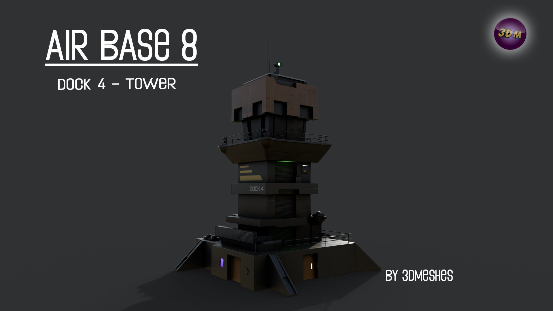 AIR BASE 8 - Dock 4 -Tower Low-poly 3D model_19