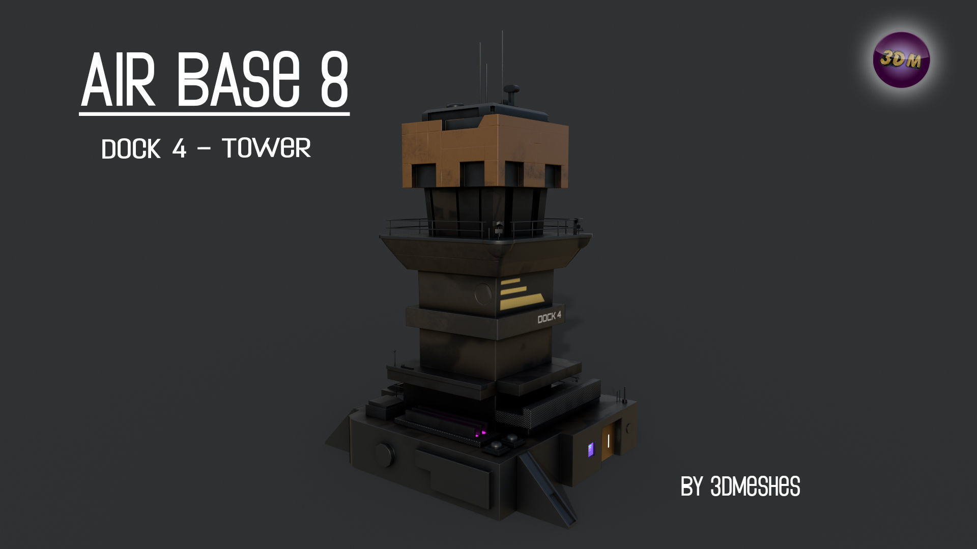 AIR BASE 8 - Dock 4 -Tower Low-poly 3D model_27
