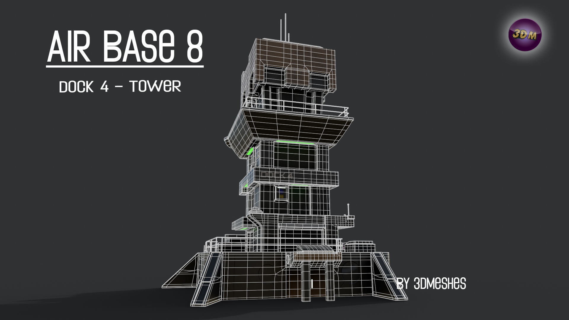 AIR BASE 8 - Dock 4 -Tower Low-poly 3D model_11