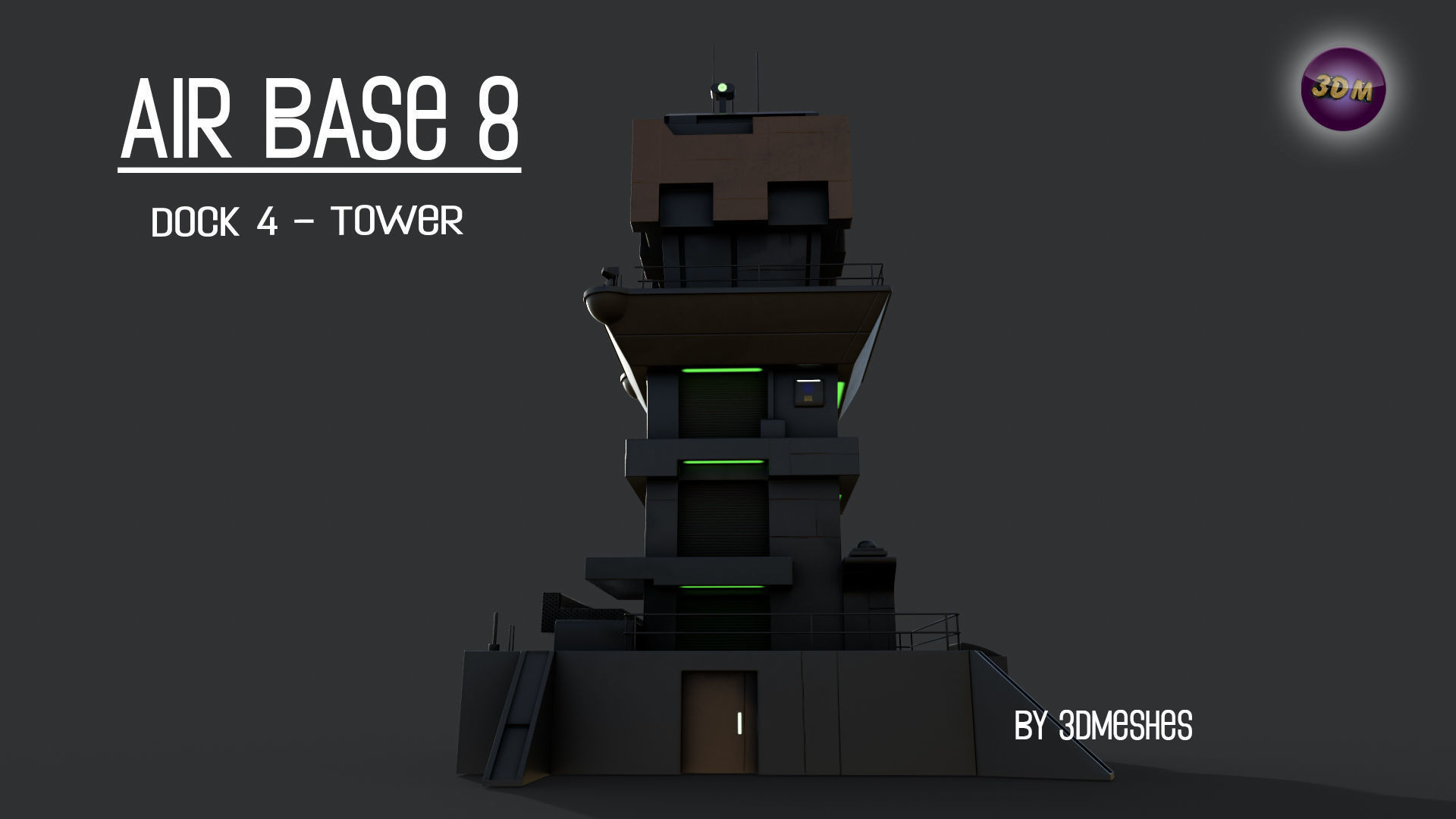 AIR BASE 8 - Dock 4 -Tower Low-poly 3D model_8