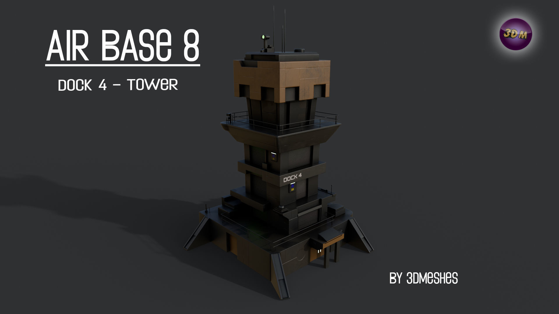 AIR BASE 8 - Dock 4 -Tower Low-poly 3D model_14