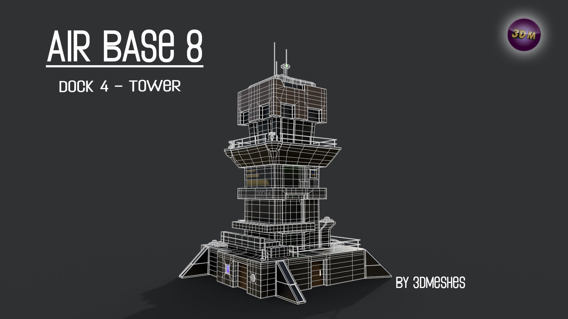 AIR BASE 8 - Dock 4 -Tower Low-poly 3D model_20