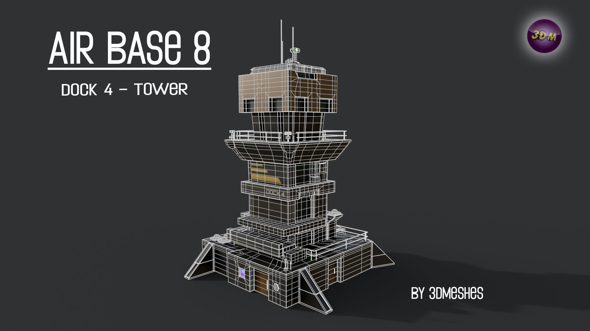 AIR BASE 8 - Dock 4 -Tower Low-poly 3D model_30