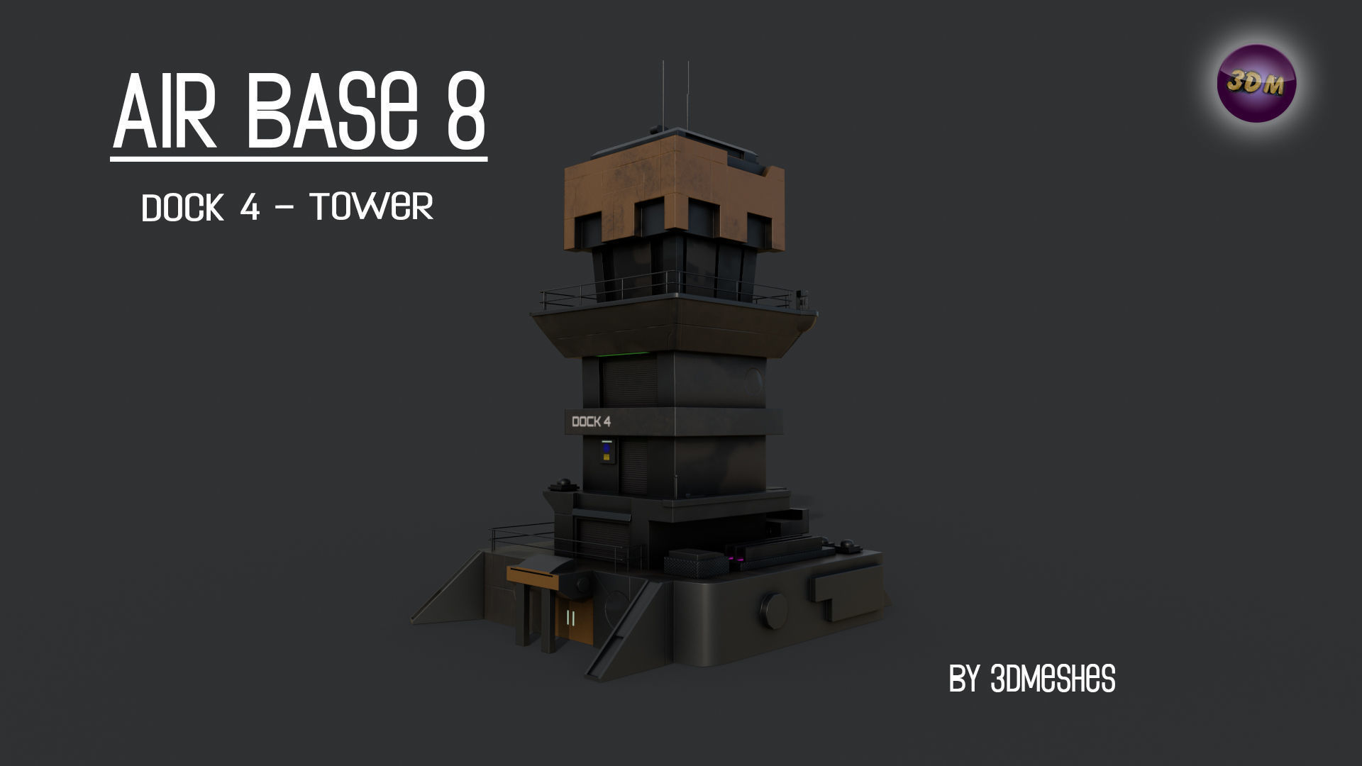 AIR BASE 8 - Dock 4 -Tower Low-poly 3D model_17