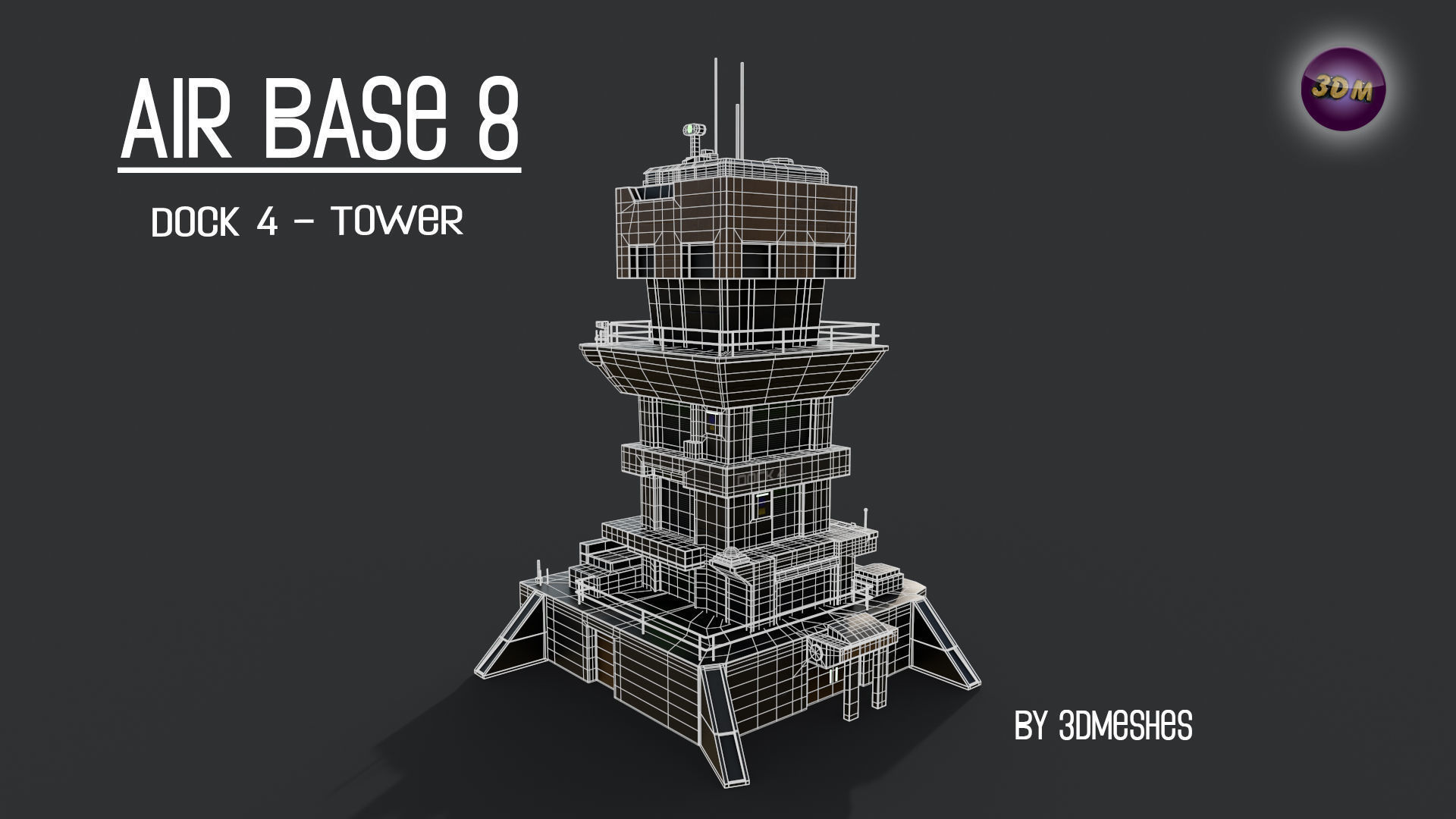 AIR BASE 8 - Dock 4 -Tower Low-poly 3D model_32