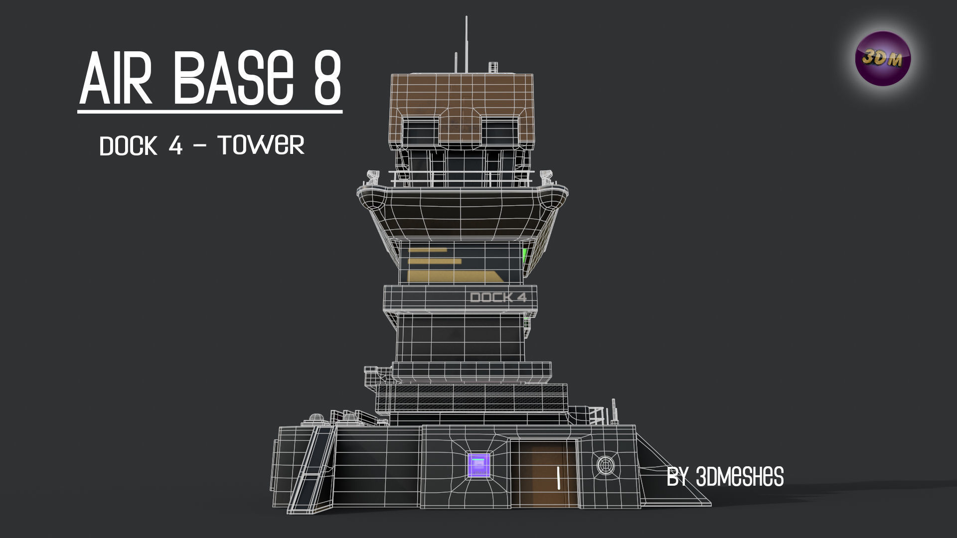 AIR BASE 8 - Dock 4 -Tower Low-poly 3D model_7