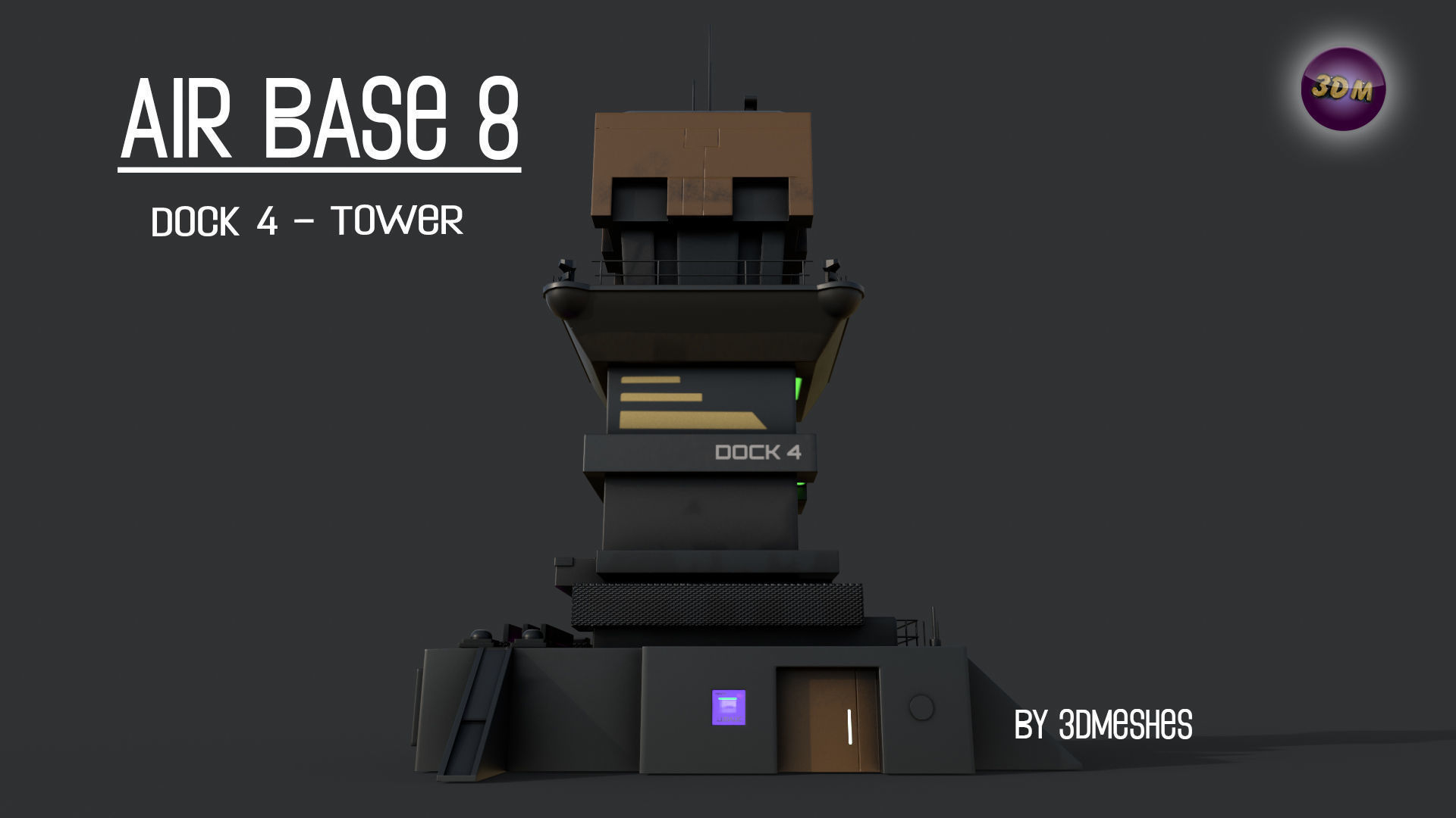 AIR BASE 8 - Dock 4 -Tower Low-poly 3D model_6