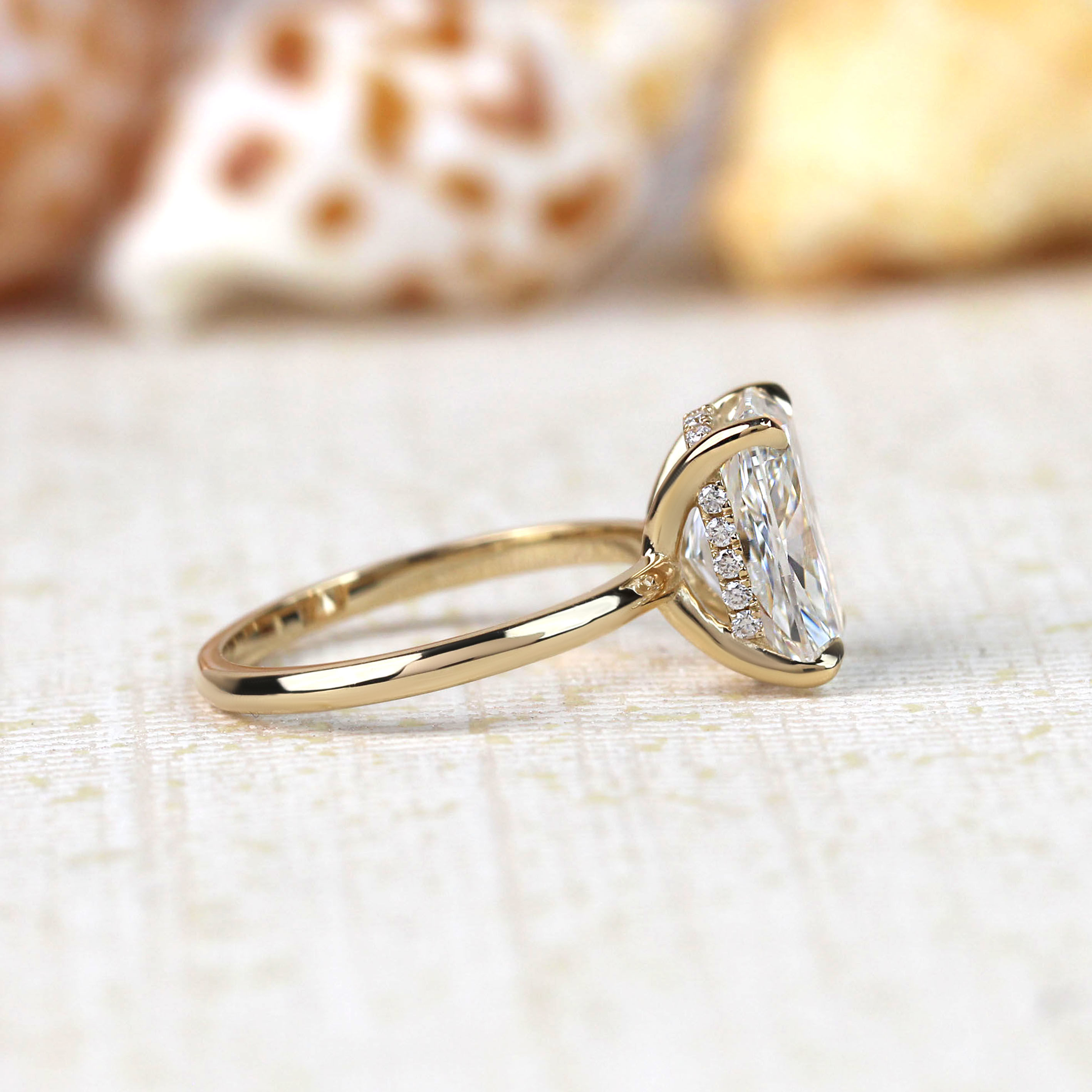 Cushion Cut Engagement Ring 3D Model 3D print model_2