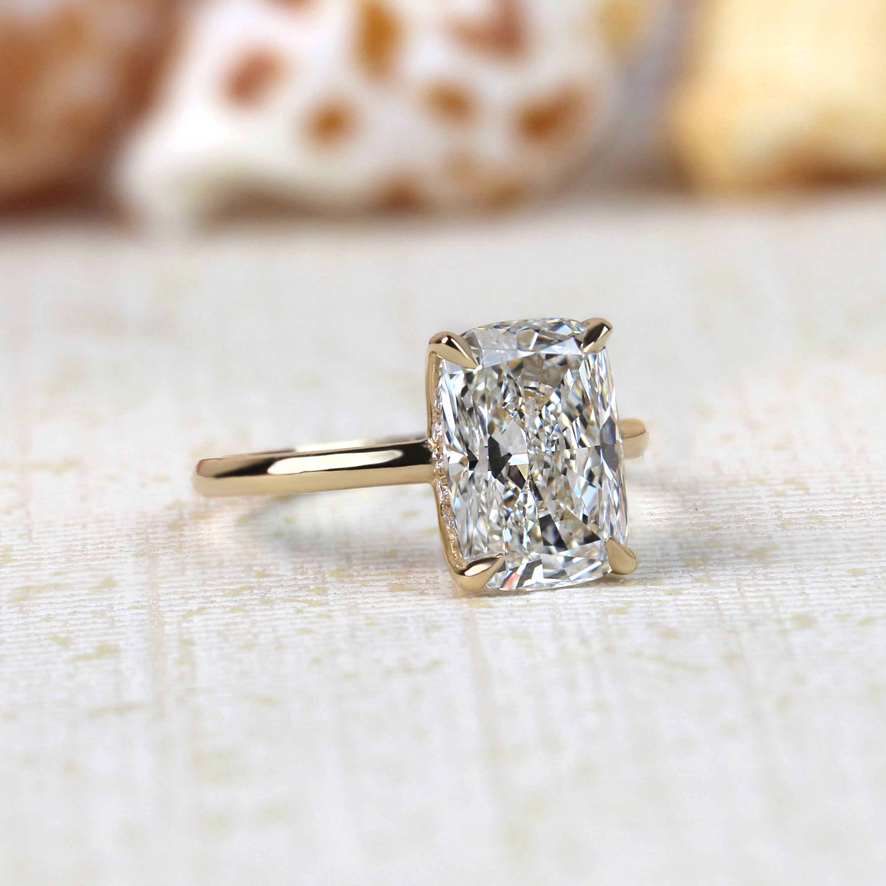 Cushion Cut Engagement Ring 3D Model 3D print model_1