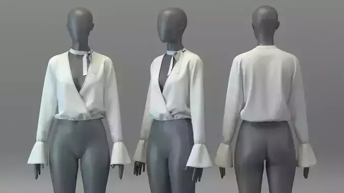 Cropped V-neck Blouse