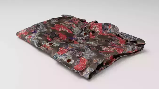 Generic folded red shirt with floral pattern casual style