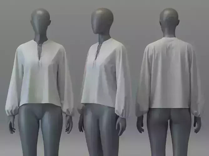 Crinkled Chiffon Blouse with Tie